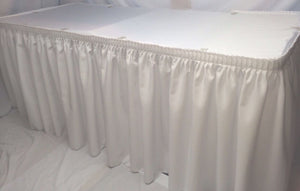 21' White Polyester Pleated Table Skirt Skirting  Catering Trade Show"