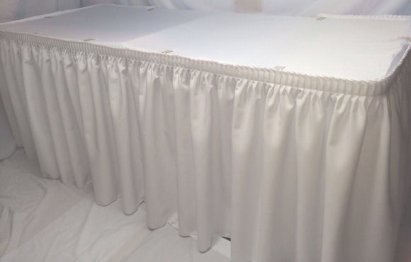 21' White Polyester Pleated Table Skirt Skirting  Catering Trade Show