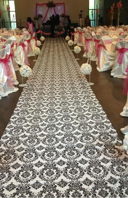 50ft Flocking Damask Taffeta Wedding Aisle Runner Black White Flocked 3d Fabric