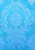 15 Yards Aqua Blue Grey Flocking Damask Taffeta Velvet  Fabric 58" Flocked Decor"