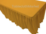 8' Fitted Polyester Single Pleated Table Skirting Cover W/top Topper 24 Colors"