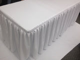 6' Ft. Fitted Table Skirt Cover W/ Top Topper Double Pleated Trade Show Dj White"