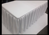 6' Fitted Polyester Double Pleated Table Skirting Cover W/top Topper 21 Colors"
