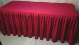 6' Ft. Fitted Polyester Double Pleated Table Skirt Cover W/top Topper Hot Pink"