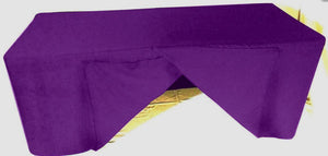 4' Ft. Fitted Slit Open Back Polyester Tablecloth Trade Show Table Cover Purple"