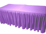 8' Fitted Polyester Double Pleated Table Skirting Cover W/top Topper 21 Colors"