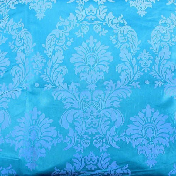 15 Yards Aqua Blue Grey Flocking Damask Taffeta Velvet  Fabric 58