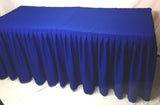 6' Fitted Polyester Double Pleated Table Skirting Cover W/top Topper  Royal Blue"