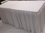 4' Ft. Fitted Polyester Double Pleated Table Skirting Cover W/top Topper White"