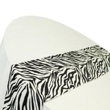 15 Pack Zebra Flocked Taffeta 12" X 108" Top Table Runner Black White Wedding"