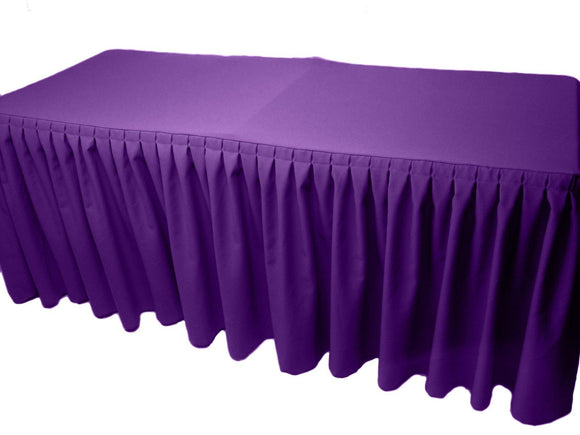 4' Fitted Polyester Double Pleated Table Skirting Cover W/top Topper 21 Colors