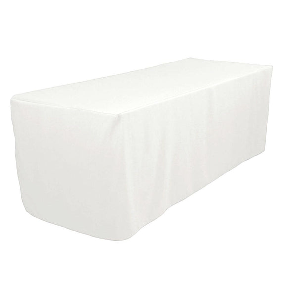 6' Ft. Fitted Polyester Tablecloth Trade Show Booth Wedding Table Cover White