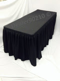 5' Ft. Fitted Polyester Double Pleated Table Skirting Cover W/top Topper   Black"