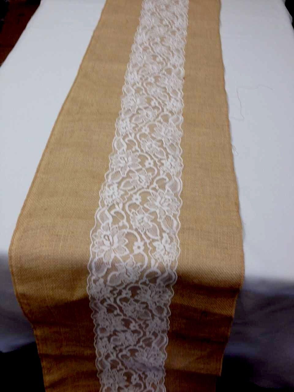 Burlap and lace table runners for wedding | Honestweddingadvice.com