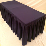5' Fitted Polyester Double Pleated Table Skirt Cover w/Top Topper Wedding Purple"