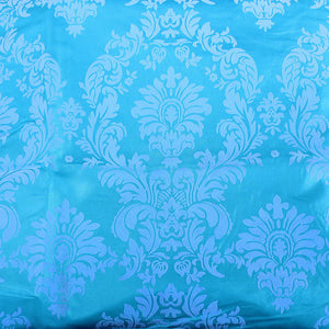 5 Yards Aqua Blue Grey Flocking Damask Taffeta 15ft Velvet Fabric 58" Decor 3d"