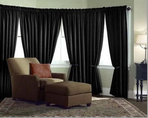 Velvet Curtain Panel Drape 8W x 12H Black Home Theater Energy Efficient Curtain"