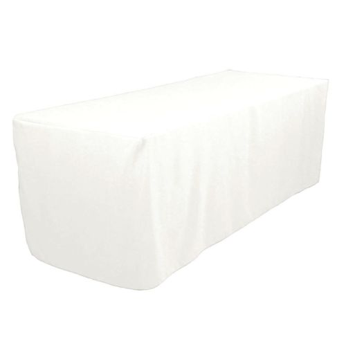 4' Ft. Fitted Polyester Tablecloth Trade Show Booth Wedding Table Cover White