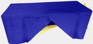 4' ft. Fitted SLIT OPEN BACK Polyester Tablecloth SHOWS Table Cover Royal Blue