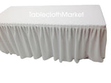 4' Fitted Polyester Single Pleated Table Skirting Cover W/top Topper 24 Colors"