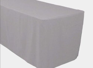 6' Ft. Fitted Polyester Tablecloth Trade Show Booth Banquet Table Cover Silver"