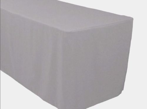 6' Ft. Fitted Polyester Tablecloth Trade Show Booth Banquet Table Cover Silver