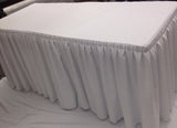 5' Fitted Polyester Double Pleated Table Skirting Cover w/Top Topper  WHITE"