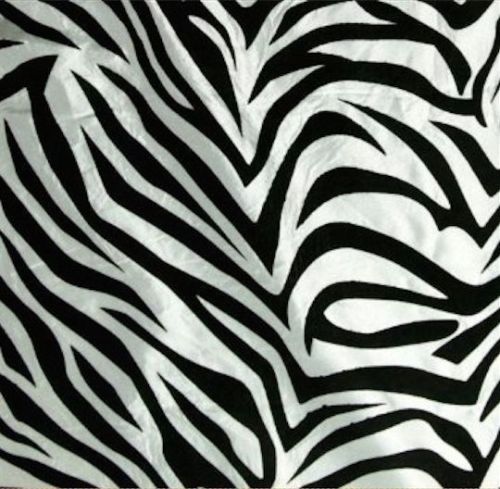 50 Yards White Black Flocking Zebra Taffeta Fabric 150 ft Flocked Animal Print
