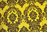 5 Yards Yellow Black Flocking Damask Taffeta Velvet Fabric 58" Flocked Decor"