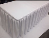 5' Fitted Polyester Double Pleated Table Skirting Cover w/Top Topper  WHITE"