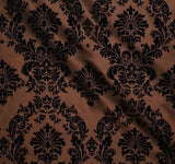 15 Yards Brown and Black Flocking Damask Taffeta Velvet Fabric 58" Flocked Decor"