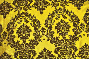 25 Yards Yellow Black Flocking Damask Taffeta Velvet Fabric 58" Flocked Decor"