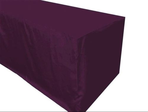 8' Ft. Fitted Polyester Table Cover Trade Show Booth Tablecloth Eggplant Purple