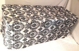 4' ft. Fitted Black White Damask Flocked Taffeta Tablecloth table cover Wedding"