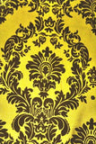 10 Yards Yellow Black Flocking Damask Taffeta Velvet Fabric 58" Flocked Decor"