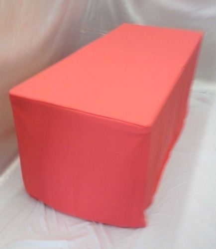 8' Ft. Fitted Polyester Tablecloth Wedding Event Table Cover Coral Pink / Orange