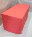 8' Ft. Fitted Polyester Tablecloth Wedding Event Table Cover Coral Pink / Orange"