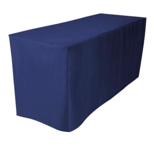 4' Ft. Fitted Polyester Table Cover Booths Banquet Trade Show Tablecloth Navy