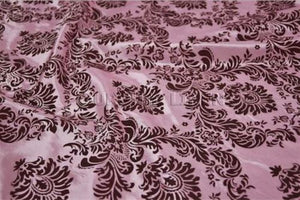 25 Yards Pink Brown Flocking Damask Taffeta Velvet  Fabric 58" Flocked Decor"