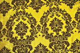 20 Yards Yellow Black Flocking Damask Taffeta Velvet Fabric 58" Flocked Decor"